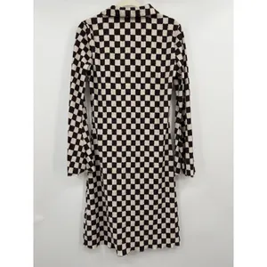 Eb Luxe Checkered Blouse Open Tunic Button Down M Long Sleeve Boho Western M Brown Size M thumbnail 7