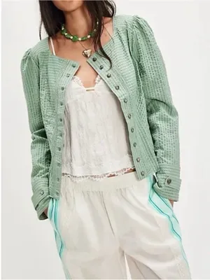 Free People Long Sleeve Darcy Jacket Size Small Maine Green thumbnail 3