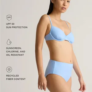NWT Quince Women's Italian Demi Bikini Top Clear Blue Sky Size Large thumbnail 3