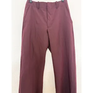 Zara Burgundy Wide Leg Trousers Size Medium High Rise Minimalist Chic 4043/043 thumbnail 9