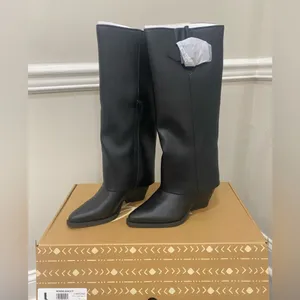 Zodiac Rowena Black Knee High Boots 9M Western Buckle Block Heel NWT thumbnail 3