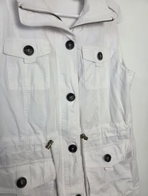 100% Cotton White Utility Vest Lightweight Gorpcore Hiking Outdoor Medium thumbnail 6