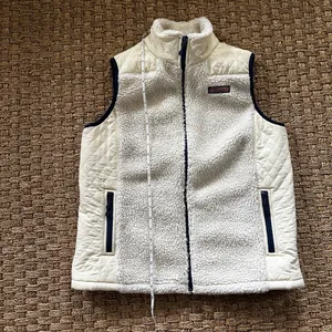 Vineyard Vines Women’s S Ivory Full Zip Vest Pockets Logo Sherpa Solid thumbnail 8