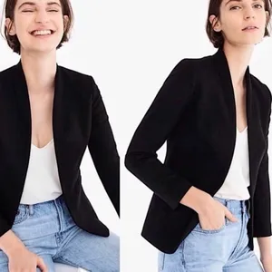 J Crew Size 10 Going Out Blazer Jacket Stretch Twill Black H2743 Slim Cut thumbnail 2