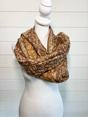 Elegant Brown Paisley Infinity Scarf - Women Accessories thumbnail 2