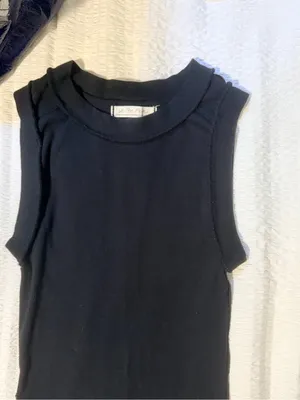 Free People Black Ribbed Crewneck Tank Top thumbnail 2