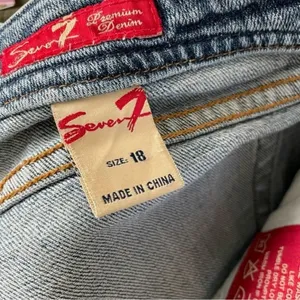 7 For All Mankind high rise straight leg cutoff jeans blue denim size 18 thumbnail 7