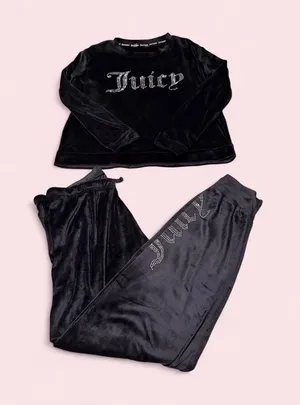 Juicy Couture Black Velour Rhinestone Logo Track Set thumbnail 1