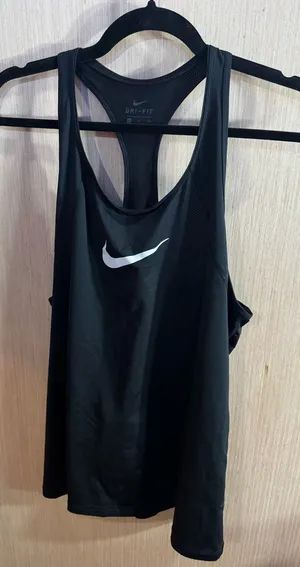 Women’s Nike Black Racerback Dri-FIT Tank with White Swoosh Size XL thumbnail 1