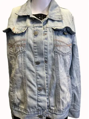 Aeropostale Women's Jean Denim Distressed Jacket Size XL SKU 5342 thumbnail 1