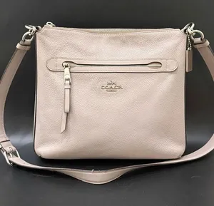 COACH F34823 Chalk Light Gray Pebbled Leather Mae File Crossbody Bag thumbnail 1