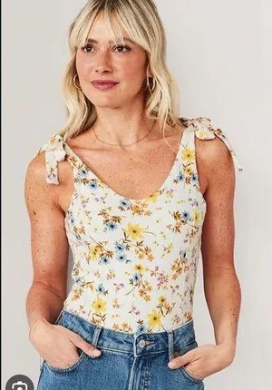 Old Navy NWT Floral Snap-Close Rib-Knit Bodysuit thumbnail 1