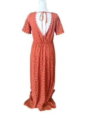 Baltic Born Venice Lace Maxi Dress Womens Size Small Burnt Orange thumbnail 4