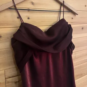 Vintage Betsy & Adam Size Small Burgundy Stain Drapey Bodice Prom Gown Vampire thumbnail 4