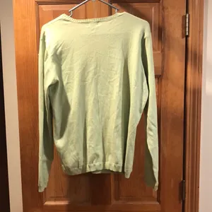 L.LBEAN button down cardigan sweater size large. Green thumbnail 4