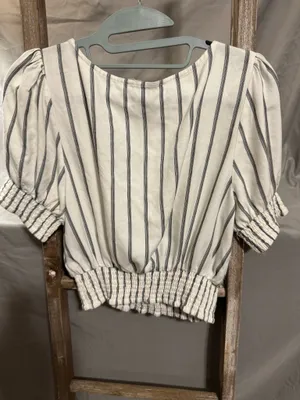 Black and white striped blouse thumbnail 2