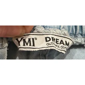 YMI Dream Distressed Denim Shorts Light Wash Blue‎ Elastic Waist Cuffed XL thumbnail 2