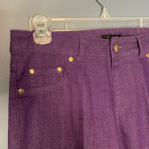 Iman purple‎ denim stretch pull on jeans Size small Purple thumbnail 3