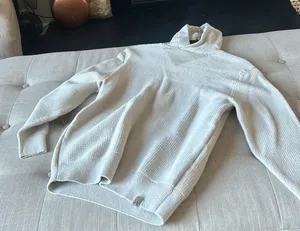 Zara Creme Cotton Blend Knit Hoodie thumbnail 1