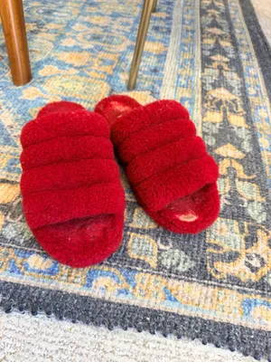 Ugg fluff mama red shearling slingback slip on slippers 7 . thumbnail 9