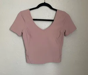 Lululemon Align T Shirt Size 4 Pink Clay Short Sleeve V Neck Buttery Soft thumbnail 1