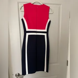 Calvin Klein Women's Colorblock Dress - Pink, White, and Navy; Business Casual thumbnail 2