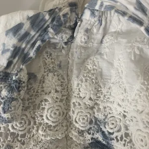 Loveshackfancy One Shoulder Tie Dye Dress Gwen? Sz XS Cotton Blue White thumbnail 6