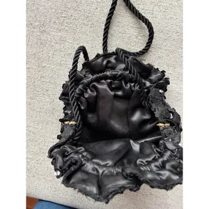 Sparkly Black Sequin Ruched Drawstring Evening‎ Bag thumbnail 3