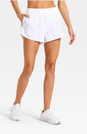 Women's Woven Mid-Rise Run Shorts 3" - All In Motion™ White thumbnail 1