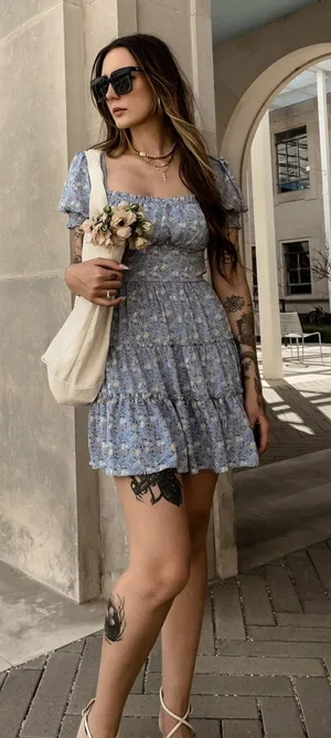 Trixxi Blue Floral Mini Dress thumbnail 2