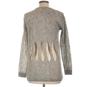 One Grey Day Alpaca Merino Wool Blend Back Cutout Sweater Gray Size L thumbnail 2