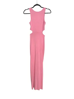 L*space Skyler Dress Ribbed Pink Cutout Side Slit Sleeveless Midi SMALL in Guava thumbnail 4