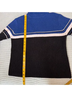 Vintage 90s Y2K Tangents Ribbed Striped Turtleneck Sweater Womens Large Shirt thumbnail 7