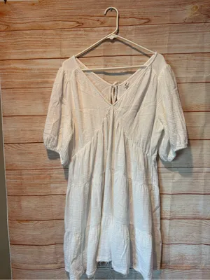 Aerie Women’s White V-Neck Midi Dress XL NEW NO TAGS thumbnail 2