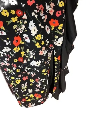 Aidan Mattox Strapless Printed Crepe Midi Dress with Ruffle Detail thumbnail 4