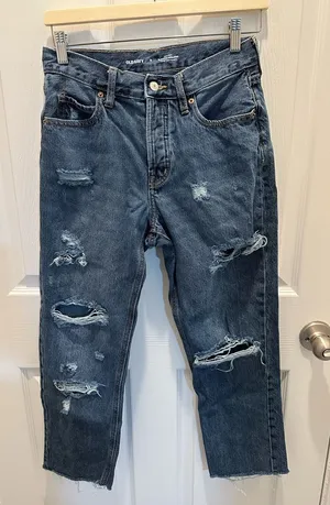 Old Navy Distressed Dark Blue Jeans thumbnail 1