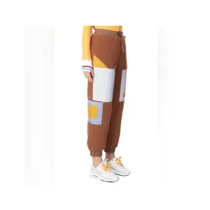 Eleven Paris Cozy Sherpa Fleece Cargo Jogger Pants ColorBlock PatchPocket Detail thumbnail 4