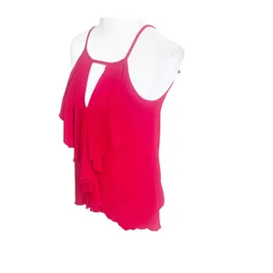Venus Ruffled Tank Top Womens Small Red Keyhole Front Halter Neck Party Bold NWT thumbnail 2
