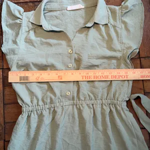 Lucky Brand Sage Green Flutter Sleeve Midi Dress Tiered Ruffle Hem‎ Womens Small thumbnail 3