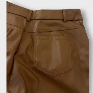 Brown Wide Leg Faux Leather Pants thumbnail 4