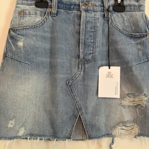 NWT Pistola 26 Button Denim Jean Blue Mini Skirt Distressed Y2K Vibe Cali Preppy thumbnail 2