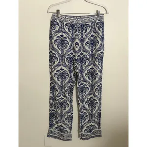 Farm Rio Blue and white linen blend pants size medium thumbnail 3