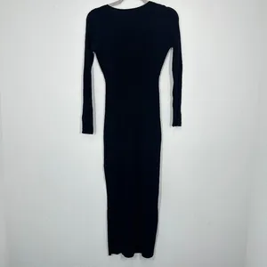 ASTR The Label Black Ribbed‎ Knit Twist Front V Neck Midi Dress XS Date Night thumbnail 8