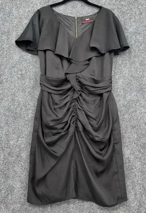 Miss Sixty M60 Black Ruched Dress Flutter Sleeve Mini Zip Up Cocktail Chic - M thumbnail 1