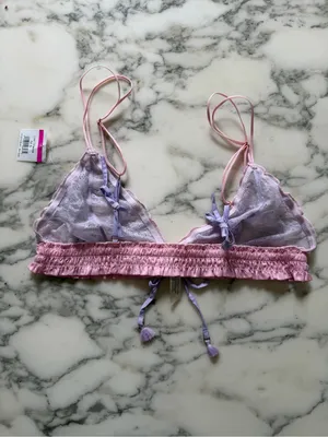 NWT Free People Intimately La Femme Lace Bralette Pink Lavender L Boho Coquette thumbnail 6