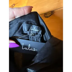 NWT Lulus Aria Black Crinkle Knotted Backless Maxi Dress Gala banquet Ball Sz L thumbnail 6