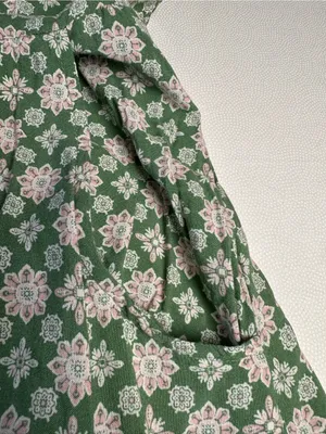 As You Wish Green Floral Midi Dress XL Cottagecore Rayon Sundress Tie 2 Ways thumbnail 9