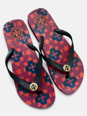 TORY BURCH Flip Flops Women’s Size 8 Magenta and Blue Thong Strap Beach Sandals thumbnail 1