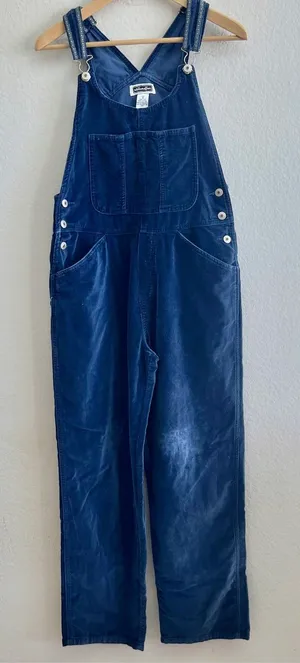 American Vintage XHILARATION Vintage Y2K Velour Navy Blue Relaxed Leg Jumpsuit Womens Medium thumbnail 1