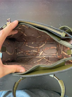 Olive Green Structured Top-Handle Women's Bag with Gold Accents thumbnail 5